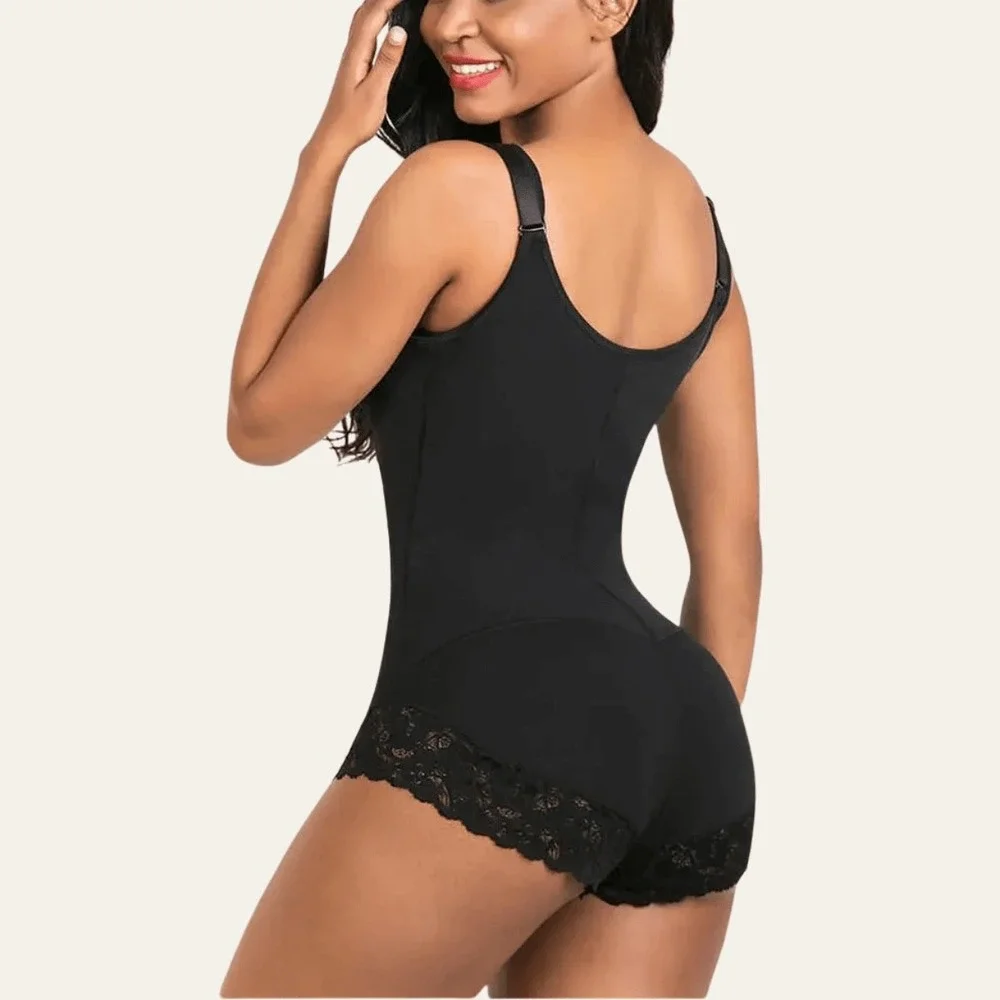 NEW Shaperx Colombian Firm Tummy Control Faja Zip & Hooks bodysuit Size L black